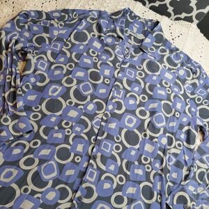 MONDO Di Marco Italy Men's XL Long Sleeve Button Up Shirt Club Geometric Blue‎